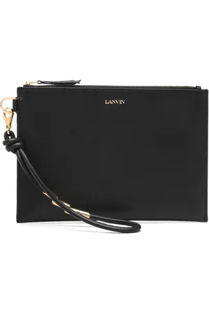 Lanvin Tassen, Dames, Zwart, ONE Size, Leer, Zwarte Flat Pouch Sequens