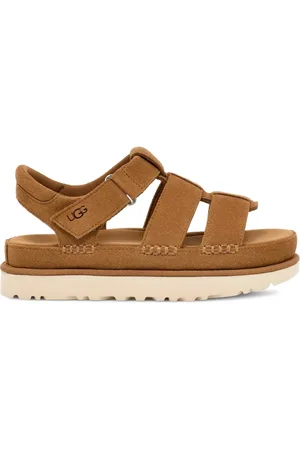 UGG Schoenen, Dames, Bruin, 39 EU, Suède, Goldenstar Strap Suède Plateau Sandaal