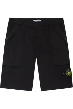 Stone Island Korte broeken, Heren, Zwart, W33, Katoen, Zwarte Stretch Katoenen Bermuda Shorts