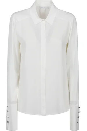 Patrizia Pepe Blouses & Shirts, Dames, Wit, L, Katoen, Casual Katoenen Overhemd