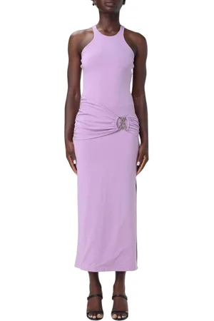 Patrizia Pepe Kleedjes, Dames, Paars, M, Elegante Lilakleurige Jurk met Ringdetail