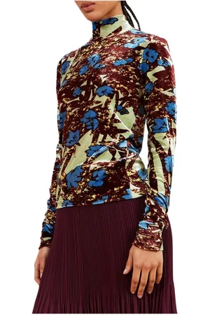 Colville Tops, Dames, Veelkleurig, S, Groene Bloemenfluwelen Top