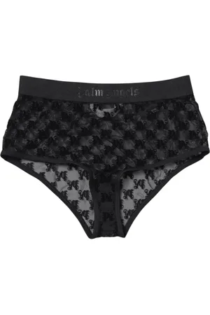 Palm Angels Ondergoed, Dames, Zwart, S, Fluweel Logo Shorts