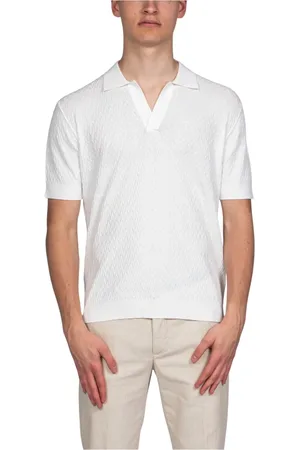 Paolo Pecora Tops, Heren, Wit, S, Crème Heren Polo Shirt