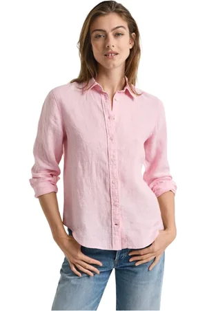 GANT Blouses & Shirts, Dames, Roze, XL, Linnen, Linnen Shirt - Geranium