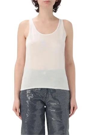 MVP Wardrobe Tops, Dames, Wit, S, Elegante Zijden Mouwloze Top