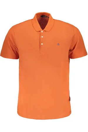 Napapijri Tops, Heren, Oranje, XL, Oranje Polo Shirt met Borduurwerk