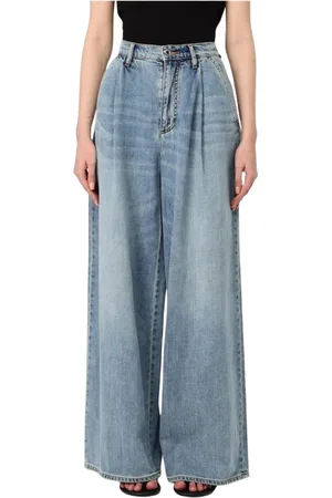 Armani Exchange Jeans, Dames, Blauw, W26, Katoen, Stone-Washed Wide Leg Pleated Jeans
