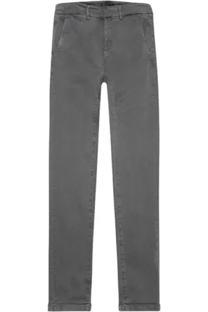 sartoria tramarossa Jeans, Heren, Grijs, W36, Katoen, Stalen Stretch Katoenen Gabardine Slim Broek