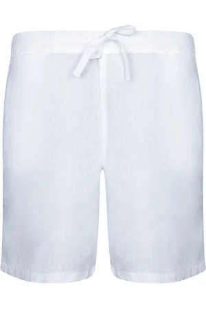 120% Lino Korte broeken, Heren, Wit, M, Linnen, Witte Linnen Bermuda Shorts