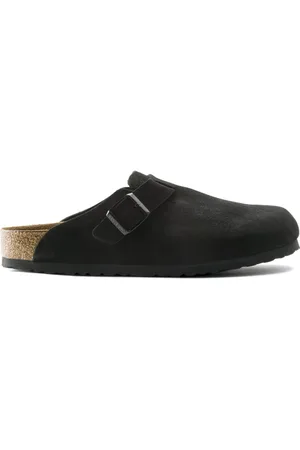 Birkenstock Schoenen, Heren, Zwart, 40 EU, Leer, Klassieke Boston Clog Zwarte Schoenen Regular