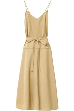 Fabiana Filippi Kleedjes, Dames, Geel, S, Gouden Maxi Slip Jurk Fijne Stiksels