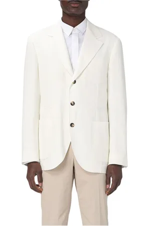 Brunello Cucinelli Jassen, Heren, Wit, L, Katoen, Tijdloze Witte Katoenen Blazer