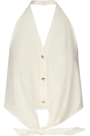 Guess Tops, Dames, Wit, S, Strik Detail Knoop-Top in Sandy
