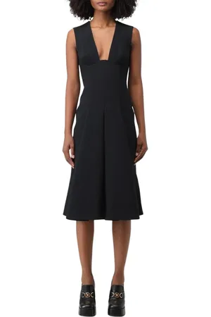 VERSACE Kleedjes, Dames, Zwart, M, Elegante Mouwloze Zwarte Jurk