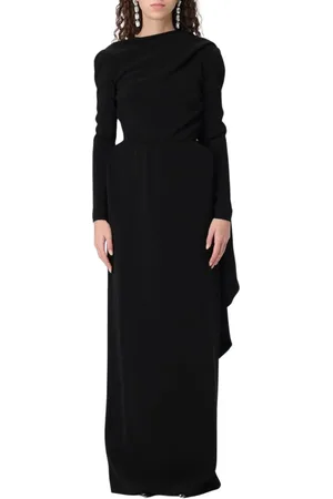 Balenciaga Kleedjes, Dames, Zwart, S, Elegante Boat Neck Maxi Jurk