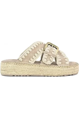 Mou Schoenen, Dames, Roze, 38 EU, Suède, Roze Suède Gehaakte Sandalen