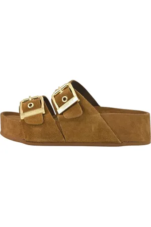 Colors of California Schoenen, Dames, Bruin, 41 EU, Leer, Dames Sandalen met Verstelbare Gespen