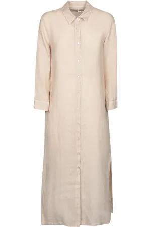 120% Lino Kleedjes, Dames, , XL, Linnen, Elegante Linnen Overhemdjurk