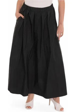 Max Mara Rokken, Dames, Zwart, L, Katoen, Geplooide lange rok met zakken