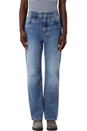 Brunello Cucinelli Jeans, Dames, Blauw, S, Elegante Blauwe Straight Leg Jeans