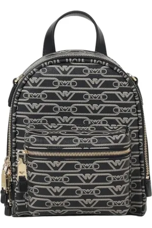 Emporio Armani Tassen, Dames, Zwart, ONE Size, Logo Patroon Mini Rugzak