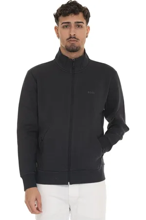 HUGO BOSS Sweatshirts & Hoodies, Heren, Blauw, S, Katoen, Sweatshirt met rits en zijlogo