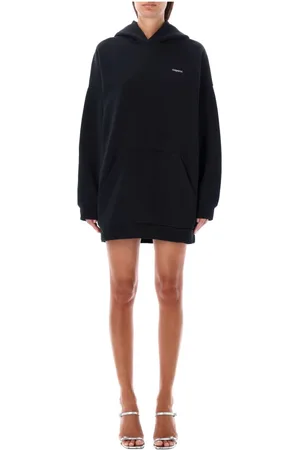 COPERNI Sweatshirts & Hoodies, Dames, Zwart, S, Katoen, Zwarte Hoorn Hoodie Jurk Aw 24