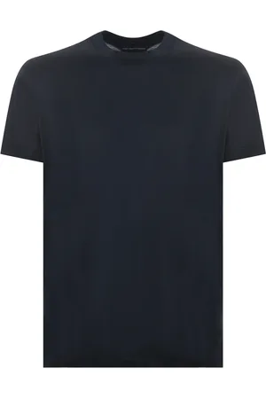 Emporio Armani Tops, Heren, Zwart, L, Katoen, Logo T-shirt in donkerblauw