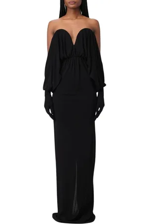 Saint Laurent Kleedjes, Dames, Zwart, M, Elegante Zwarte Maxi Jurk Sweetheart Halslijn
