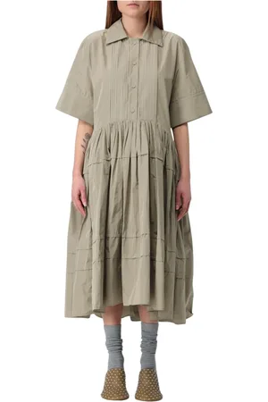 Jil Sander Kleedjes, Dames, Groen, S, Katoen, Groene Katoenen Midi Jurk