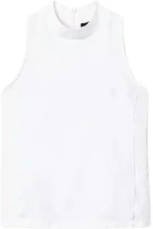 Twin-Set Tops, Dames, Wit, S, Katoen, Mouwloze Katoenen Top met Hoge Hals