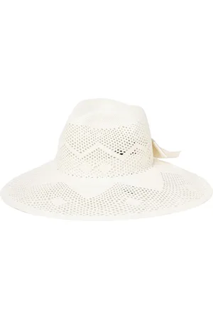 Borsalino Accessoires, Dames, Wit, S, Witte Straw Sun Hat