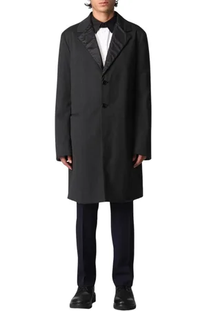 Karl Lagerfeld Mantels, Heren, Zwart, 2Xl, Klassieke op maat gemaakte overjas met ingesneden revers