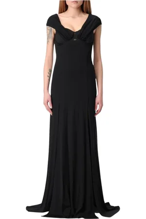 Elisabetta Franchi Kleedjes, Dames, Zwart, M, Zwarte Maxi Jurk