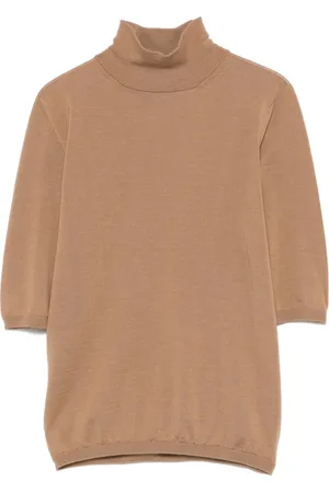 Max Mara Truien, Dames, Bruin, S, Wol, Camelbruine Gebreide Coltrui Jumper