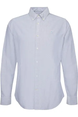 Barbour Overhemden, Heren, Blauw, L, Blauw Overhemd met Lange Mouwen, Oxford Stijl