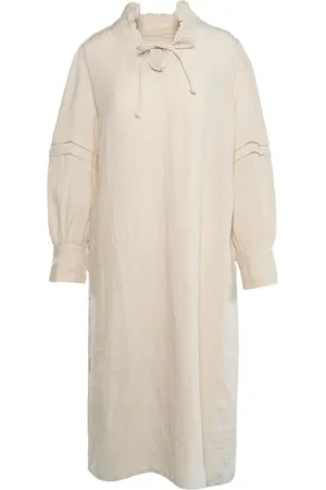 Hest Hést, Kleedjes, Dames, , XS, Linnen, Elegante Linnen V-Hals Jurk