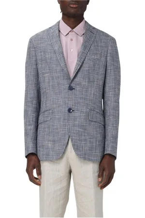 Etro Jassen, Heren, Veelkleurig, L, Linnen, Linnen Ruitjesblazer