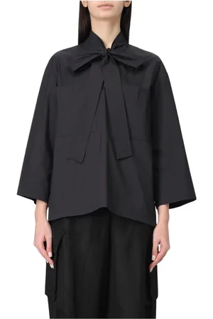 LIVIANA CONTI Blouses & Shirts, Dames, Zwart, M, Katoen, Zwarte Strikblouse