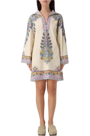 Etro Kleedjes, Dames, Veelkleurig, S, Katoen, Elegante Witte Mini Jurk