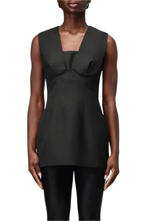 Sportmax Tops, Dames, Grijs, S, Wol, Grijze Mouwloze V-hals A-lijn Top