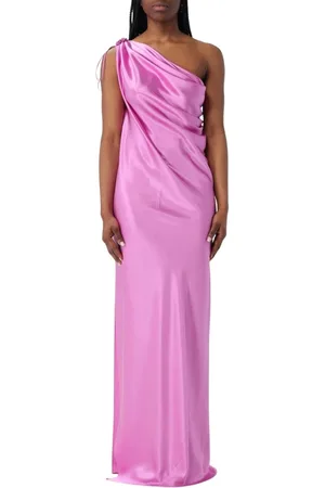 Max Mara Kleedjes, Dames, Roze, S, Elegante One-Shoulder Maxi Jurk