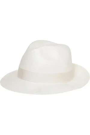 Borsalino Accessoires, Dames, Wit, M, Gele Fedora Hoed voor Vrouwen