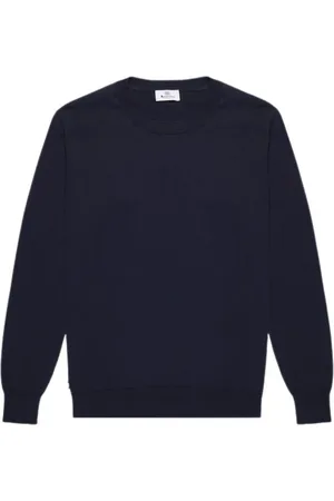 Aquascutum Truien, Heren, Blauw, L, Katoen, Katoenen Gebreide Gepatchte Trui