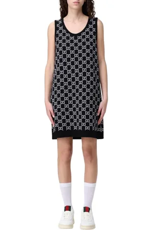 Gucci Kleedjes, Dames, Zwart, XS, Logo Print Mini Jurk