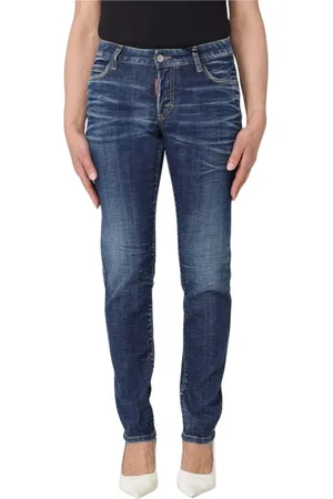 Dsquared2 Jeans, Dames, Blauw, XS, Blauwe Distressed Slim Fit Jeans