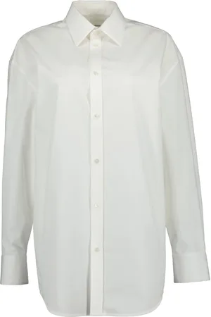 Saint Laurent Blouses & Shirts, Dames, Wit, L, Oversized Cassandre Poplin Shirt
