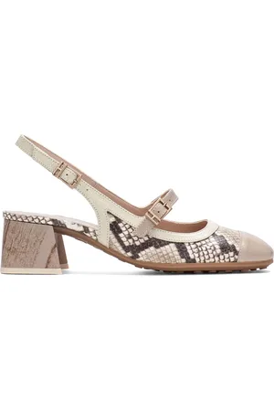 Hispanitas Schoenen, Dames, Veelkleurig, 38 EU, Beige Klassieke Leren Hak Schoen