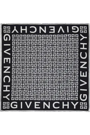 Givenchy Accessoires, Dames, Zwart, ONE Size, Zijden Sjaal 4G Print Collectie